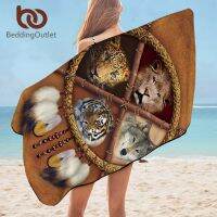 [Traveling Requisites] BeddingOutlet ผ้าเช็ดตัวหมาป่า Dreamcatcher ผ้าเช็ดตัวไมโครไฟเบอร์3D ชายหาดสัตว์ป่าชนเผ่าสิงโตเสือเสือดาว Toalla Dropship