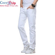 Cozy Up Quần Jean Nam Thời Trang Mỏng Thẳng Trắng Denim Giặt Công Sở Giản
