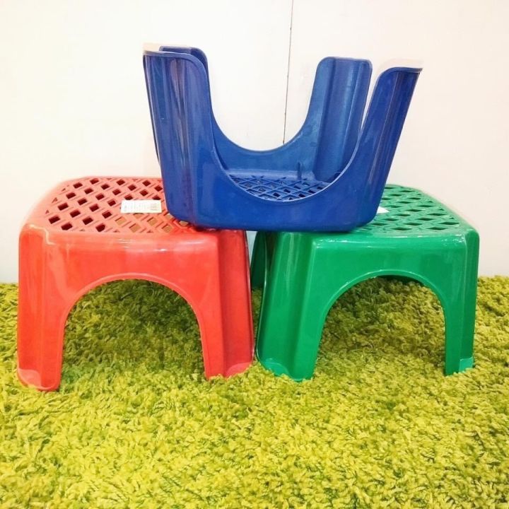 เก้าอี้นั่งพลาสติกขนาดกว้าง20ยาว24สูง15cmเก้าอี้พลาสติกแข็งแรงพลาสติกหนามีให้เลือกหลายสี