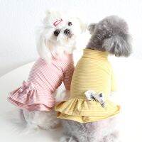 2022 Spring/Summer Pink and Yellow Colors Stripe Design Dog Bottoming Skirt Pet Dress Dog Pet Clothes Chihuahua Cat Skirt Dresses