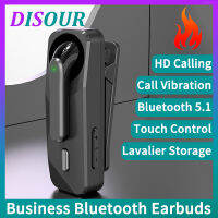 DISOUR Bluetooth 5.1 Business ชุดหูฟังไร้สาย Lavalier พร้อม HD Mic Call Vibration Reminder หูฟัง Ear-Hook Sports Driving Headphone