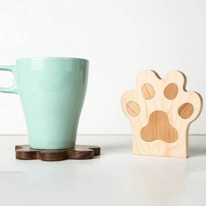 simple-water-coaster-household-coaster-bottom-drag-creative-walnut-tea-coaster-beech-cute-cat-claw