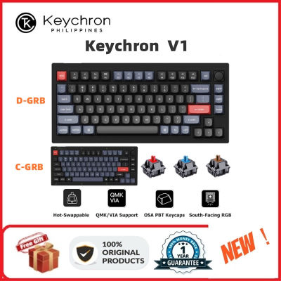 【ของแท้ใหม่💯】Keychron V1 RGB Hot swappable mechanical Keyboard คีย์บอร์ดเมคคานิคอล แบบใช้สาย QMC（ประกันศูนย์3ปี）