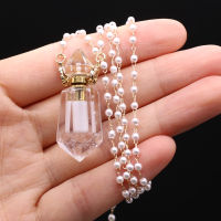 Natural Stone Pendant Necklace Gold Color Chain Quartzs Perfume Bottle Necklace for Women Fashion Jewelry Reiki Heal Gifts