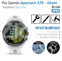 Zionia 2ชิ้นแบบเต็มหน้าจอฟิล์มกันรอยสำหรับ Garmin Approach S70 42mm HD 9H 2.5D แก้วป้องกันนิรภัยกันระเบิดอุปกรณ์เปลี่ยนฟิล์มป้องกันรอยขีดข่วน