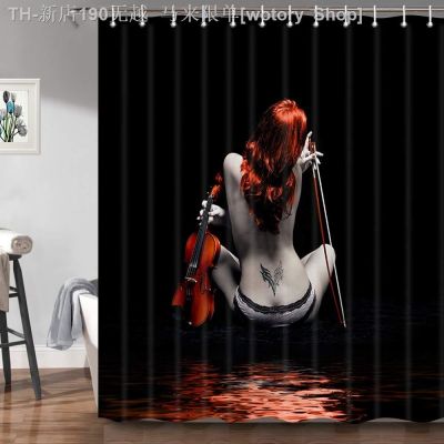 【CW】●❧  Fashion Woman Shower Curtain for BathroomNaked with Violin In CurtainBody Sets