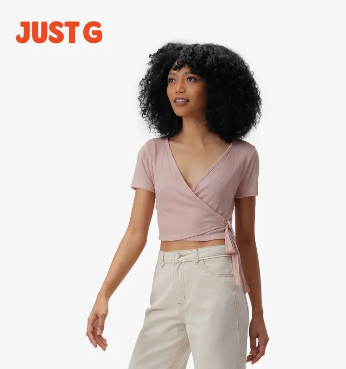 Plus Size Satin Surplice Crop Top