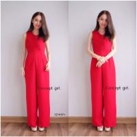 P12141 Jumpsuit จั้มสูทแขนกุดขายาวผูกเอว Jumpsuit Sleeveless jumpsuit with long legs tied at the waist