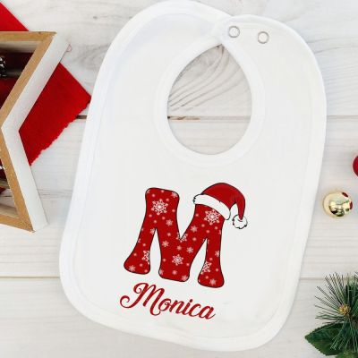 Personalised initial with name Christmas Baby Bibs Girls Boys Cotton Bib Newborn Saliva Towel winter holiday Xmas Gifts for baby