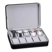 6/10/12 Slots Portable PU Leather Watches Box Travel Jewelry Watch zipper Storage Case Flannel Liner Organizer Display Box