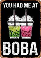 คุณเกลียดฉันที่ชา Boba Bu-ป้ายดีบุกโลหะย้อนยุคโปสเตอร์ป้ายโบราณสำหรับร้านกาแฟบาร์ในครัวติดบ้าน