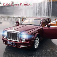 124รถรุ่นของเล่น Rolls Royce Phantom โลหะ Diecast จำลองสูง Limousine Sound Light ของเล่นเด็กของขวัญ Collection