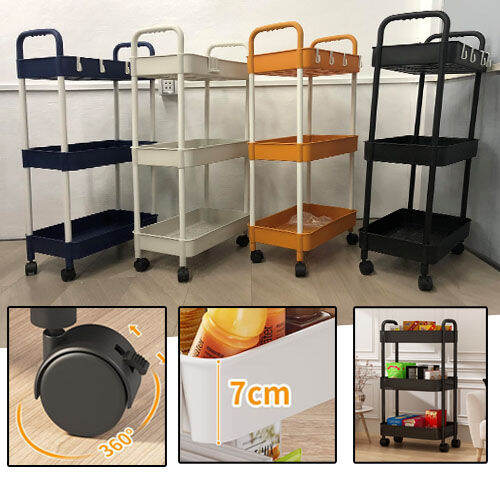 TROLLEY 02 3 Layer Kitchen Trolley Easytomove Storage Racks Storage