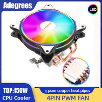 120MM CPU Cooler 4 ท่อความร้อน PWM 4 Pin PC หม้อน้ำเงียบสำหรับ Intel LGA 2011 1700 1150 1151 1155 AMD AM3 AM4 พัดลมระบายความร้อน CPU-kxodc9393