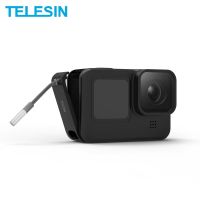 TELESINสำหรับGoPro 9แบตเตอรี่ด้านข้างฝาปิดอลูมิเนียมอัลลอยด์ถอดง่ายType-Cเคสชาร์จไฟได้พอร์ตสำหรับGoPro Hero 9สีดำ