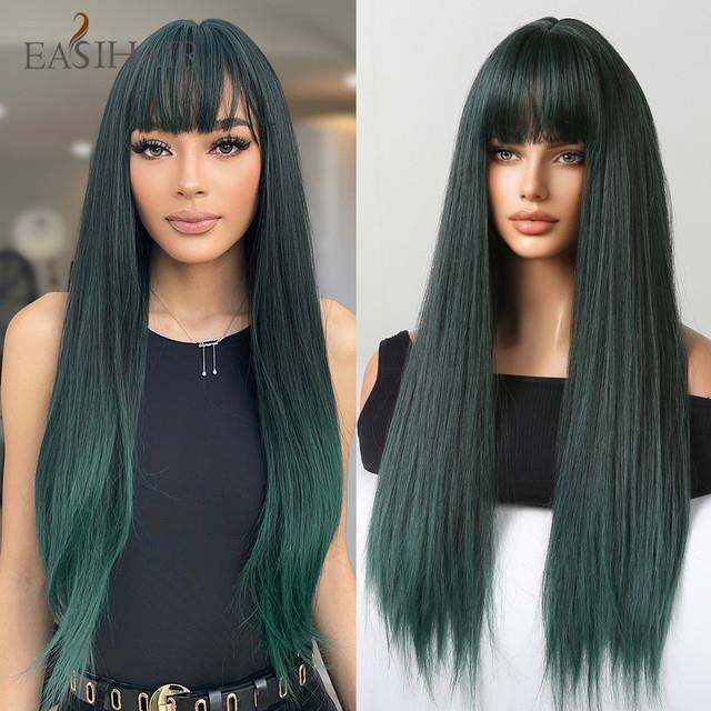 easihair-ยาวตรง-bangs-วิกผมธรรมชาติ-ombre-สีน้ำตาลเข้มวิกผมสังเคราะห์สำหรับผู้หญิงทุกวันปาร์ตี้คอสเพลย์ไฟเบอร์ทนความร้อน