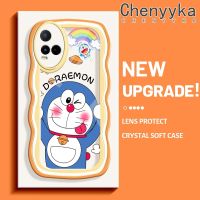 Chenyyka เคสสำหรับ VIVO Y21 2021 Y21G Y33s Y21s Y21e Y21a Y21t T1x 4G เคสรูปโดราเอมอนน่ารักลายการ์ตูนใหม่คลื่นขอบนุ่มเคสมือถือกันกระแทกแบบใสคเปลือกซิลิโคน