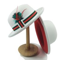 【YF】 Fedoras Hat For Men Jazz Hats Womens Double-sided Color Cap Feather Accessories Cowboy With Upturned Brim Wholesale