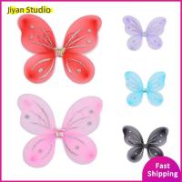 JIYAN2866 3Pcs/Set เด็กผู้หญิงเด็กๆ ฮาโลวีน แต่งตัวขึ้น ปีกนางฟ้า ชุดแฟนซี ผีเสื้อแวววาว ชุดคอสตูม