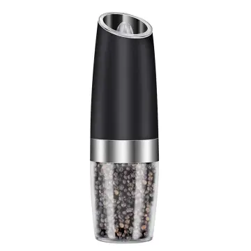  Electric Salt and Pepper Grinder Set, Gravity Sensor, Automatic  Pepper Mill, One Hand Operation, Battery-Operated with Adjustable  Coarseness, Blue Led Light (Sliver 2 Pack): Home & Kitchen