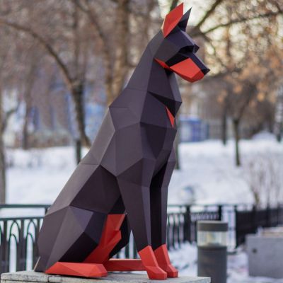 100cm High Black Doberman Dog 3D Animal Sculpture Doberman Papercraft Bedroom Living Room Handmade DIY Origami Model