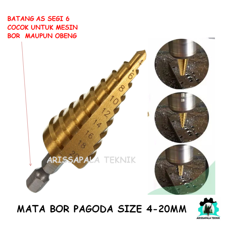 Mata Bor Besi Pagoda Tangga Payung Piramid HSS Multi Step Drill Bits ...