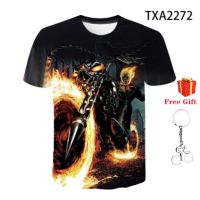 ฤดูร้อน T เสื้อ Homme เสื้อผ้า Ghost Rider แฟชั่นแขนสั้น T เสื้อ Punk T เสื้อ Knight T เสื้อ3D T เสื้อผู้ชาย Casual Rock Vintage Hip-Hop