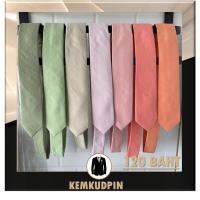 Necktie เนคไทด์ ผ้า คอตตอน ลายตาราง เขียว sage green ส้ม Coral