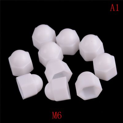M6 M8 M10 M12 White Dome Bolt Nut Protection Caps Cover Hex Hexagon Nuts Cap Nuts Protection Cover Nuts 10pcs