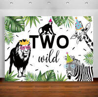 Safari Lion Two Wild ฉากหลังสัตว์ป่า2nd Birthday Party พื้นหลัง2วันเกิด Tropical 2 Bday Banner