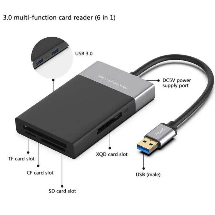 6in-1-usb-3-0การ์ดรีดเดอร์ฮับ-usb3-0กับ-cf-xqd-การ์ดความจำนักเขียนอ่านการ์ดความจำ-otg-u-แฟลชอะแดปเตอร์สำหรับแล็ปท็อป-pc-วินโดวส์แม็ค