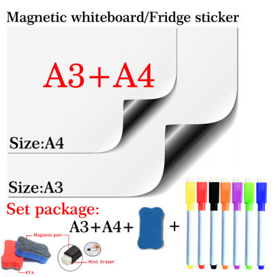 A3+A4 Set Package Magnetic Whiteboard Soft Home Office Kitchen Magnet Dry Erase White Board Flexible Pad Fridge Sticker