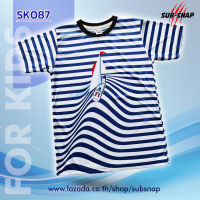 SnapCat SK087 เสื้อยืดเด็กอายุ 4-10 ปี เสื้อแฟชั่นเด็ก เสื้อยืดคอกลม เสื้อผ้าแฟชั่น เสื้อยืดพิมพ์ลาย LineShip