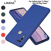 LIMIDA สำหรับ Infinix Hot 11 Play/Hot 10โทรศัพท์ใช้เล่นเคสของเหลวซิลิก้าเจลเลียนแบบ2.2มม. + ผ้าสำลีฝาหลังผิวนอกเนื้อนิ่ม TPU