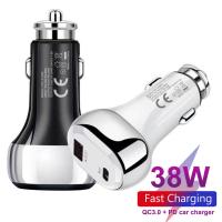 Car Charger เอาต์พุตที่เสถียร1224V Universal 50-60HZ ความเข้ากันได้กว้าง PC วัสดุ QC3.0 PD 38W Car Phone Charger Car Supply