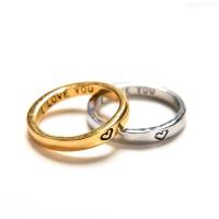 QianXing Shop Gold &amp; Silver Heart Couple Rings His and Her Promise Wedding Gifts Forever