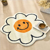 Egg Flower Smile Non-Slip Flower Floor Rug Round Shape Entrance Doormat Car Absorbent Bathmat For Bed Room Bedside Mats Rug