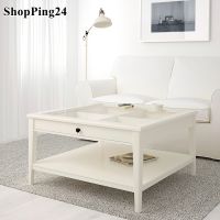 โต๊ะกลาง โต๊ะท็อปกระจก พร้อมลิ้นชักเก็บของ ขนาด 93x93 ซม. Center table, glass top table With storage drawers, size 93x93 cm.