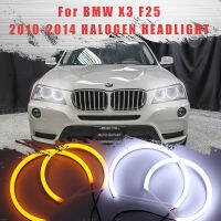 LED SMD Cotton Light Switchback Angel Eye Halo Ring DRL Kit สำหรับ BMW X3 F25 2010 2011 2012 2013 2014ไฟหน้าฮาโลเจน