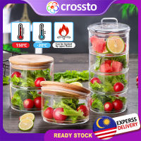 CROSSTO Stackable Fresh bowl Seasoning Bottle Glass Portable Food Storage Tank Bekas Rempah Kaca Balang Kedap Udara