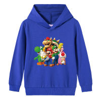 Super Mario Bros Hoodie แขนยาวเด็กผู้หญิง Hoodie กับกระเป๋าชายหญิงฤดูใบไม้ร่วง100% ผ้าฝ้ายการ์ตูนเด็กเสื้อผ้า Fashion