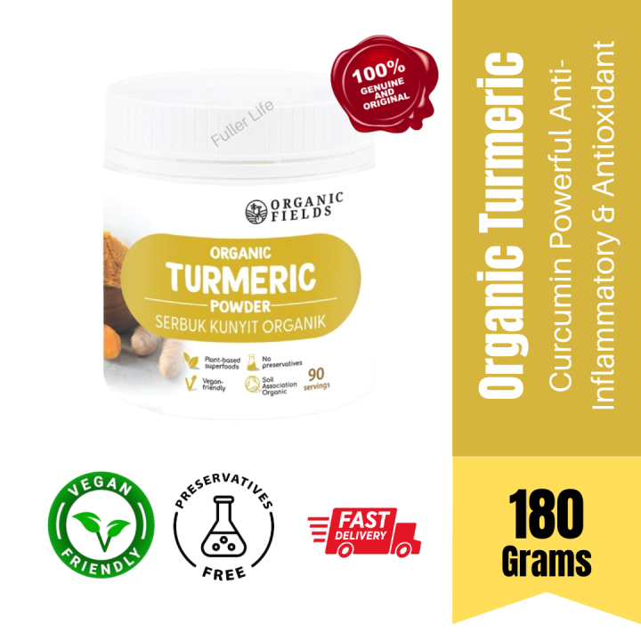 ORGANIC FIELDS Organic Turmeric Powder (180g) | Superfood | Curcumin ...