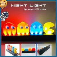 ♙ Pixel Pac-Man Light Decor Sound Control Music Rhythm Color Changing Table Lamp USB/Battery Powered Night Light Gift