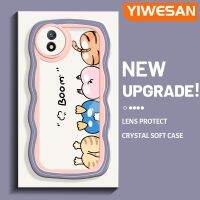 YIWESAN เคสสำหรับ VIVO เคส Y02ลายการ์ตูนเทพนิยายสัตว์สีสันสดใสสวยงามน่ารักเส้นขอบเป็นคลื่นเคสโทรศัพท์แบบใสโปร่งใสเรียบง่ายฝาครอบป้องกันซิลิโคน