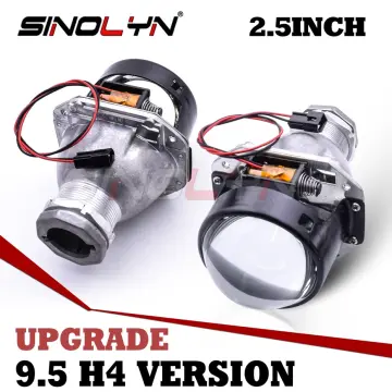 2.5 inch Bi-Xenon HID Projector Lens H4 H7 H11 Car Retrofit Styling Use H1  light Universal (Black Shroud with White Angel Eyes)