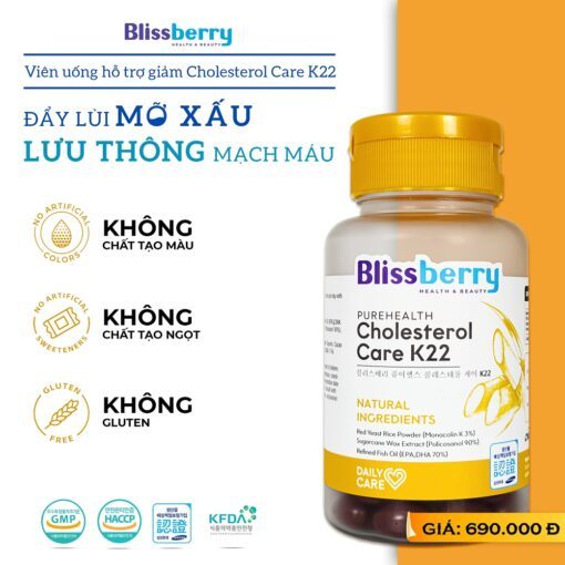 Viên uống giảm cholesterol blissberry purehealth cholesterol care k22 - ảnh sản phẩm 4