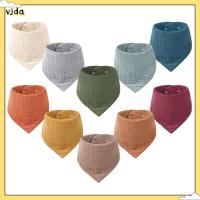 VJDA ผ้าคอตตอน ผ้ากันเปื้อนสำหรับเด็ก มัสลิน สีทึบทึบ ผ้าพันคอผ้าพัน ปลอดภัยและปลอดภัย การงอกของฟัน ผ้ากันเปื้อน drool ทารกทารกแรกเกิด