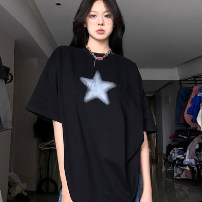 Y2K เสื้อผ้าแนวสตรีทวินเทจสไตล์เกาหลี,เสื้อยืดแขนสั้นลำลอง Acubi Harajuku Egirl เสื้อยืดเสื้อยืดเปิดไหล่ขนาดใหญ่พิเศษสวยงามแนวกรันจ์