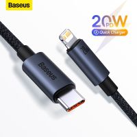 Baseus PD 20W USB C สายสำหรับ iPhone 13 12 11 Pro Max ตัวชาร์จไฟสำหรับ iPhone เร็วสาย iPhone X XR 8 USB Type C เพื่อสายเคเบิลหลอดไฟ