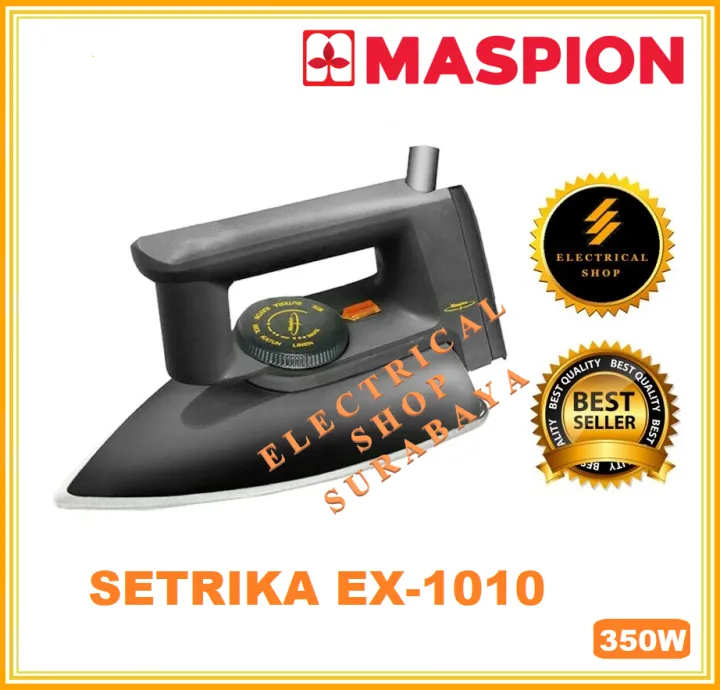 Maspion Setrika Ex 1010 Blackberry Hitam 350w Gosokan Listrik Iron Ex 1010 Ex1010 350 Watt Original Anti Lengket Lazada Indonesia